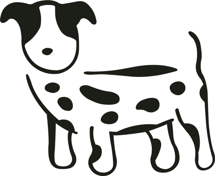 Cowdog Studio logo — a spotted dog